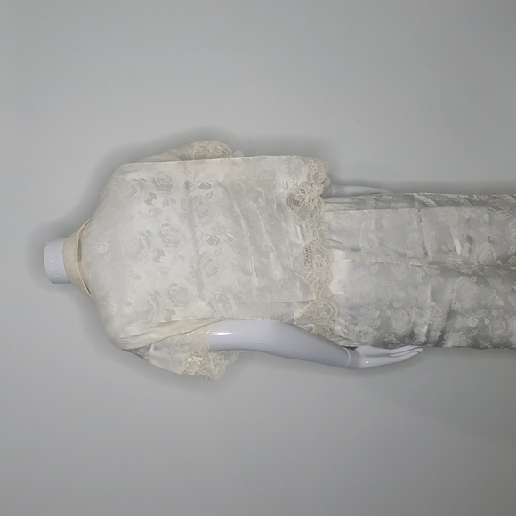 Christian Dior Vintage 1970s Silk White Pajama Floral Set Size Small - Picture 8 of 13